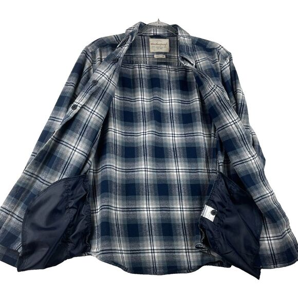 Weatherproof Vintage Men's Large Grey/Blu Plaid Flannel Lumberjack Outdoor Shirt - Picture 4 of 16